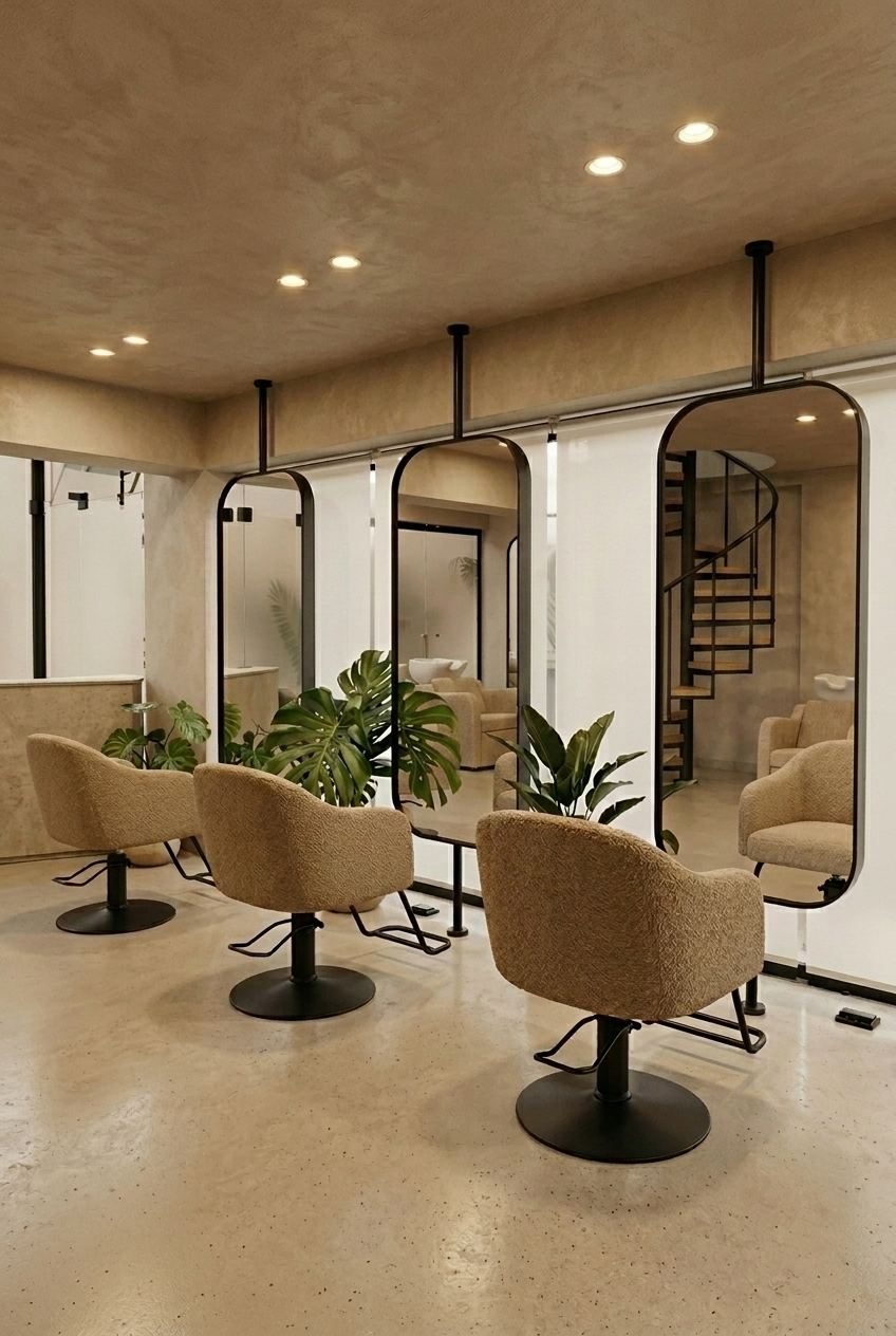 Sandré styling chairs and arched mirrors