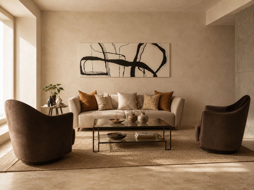Casa Terracota abstract art living room