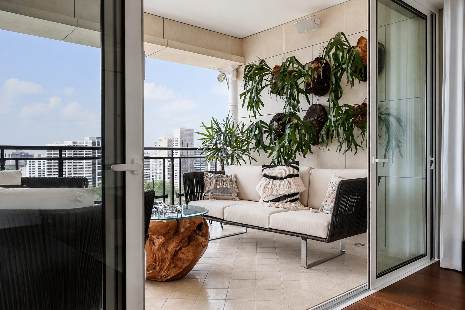 Pezet 02 balcony seating with hanging plants