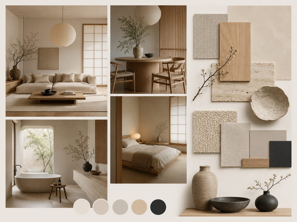 Interior concept design moodboard collage