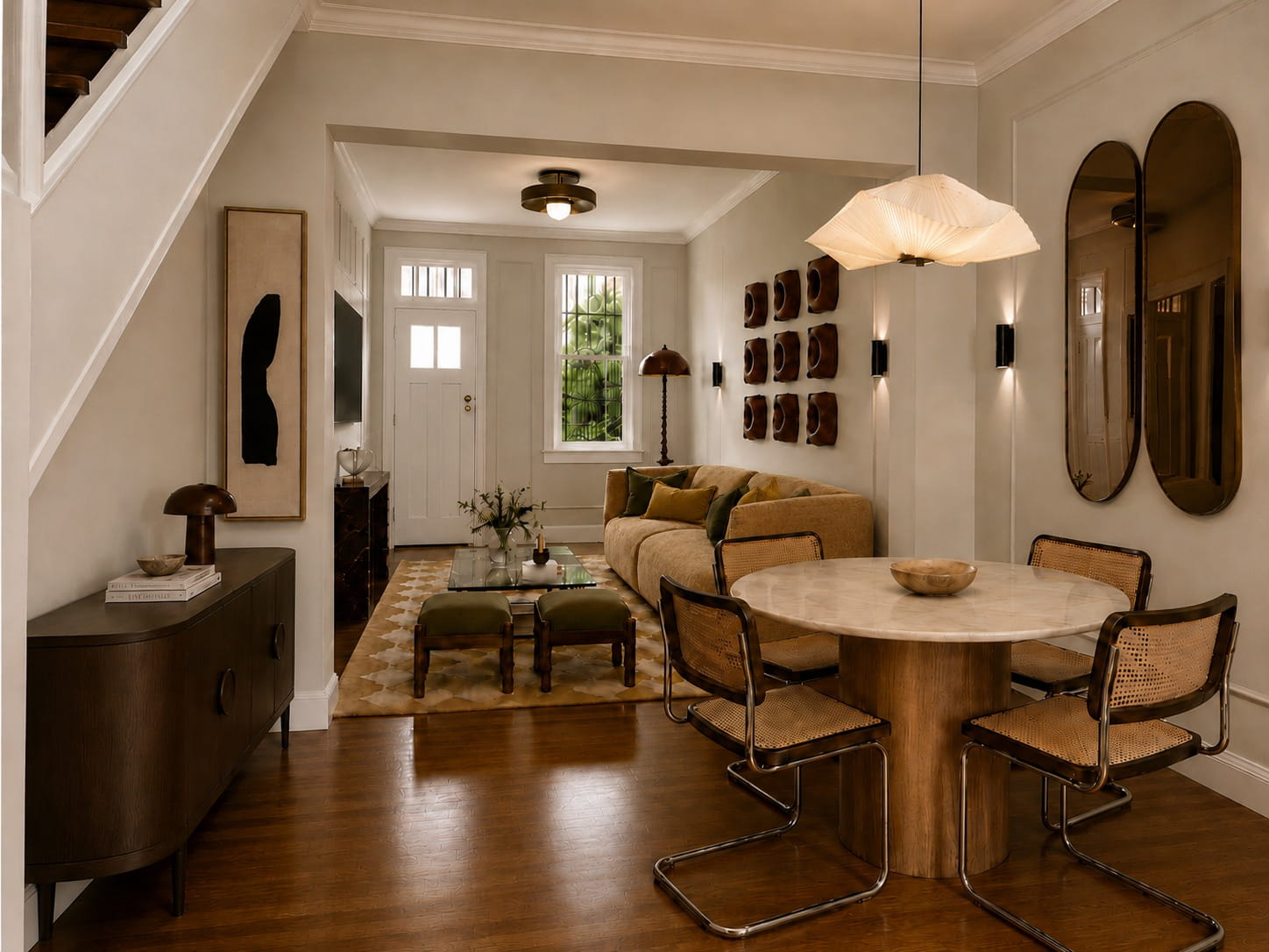 Final render — dining and living room